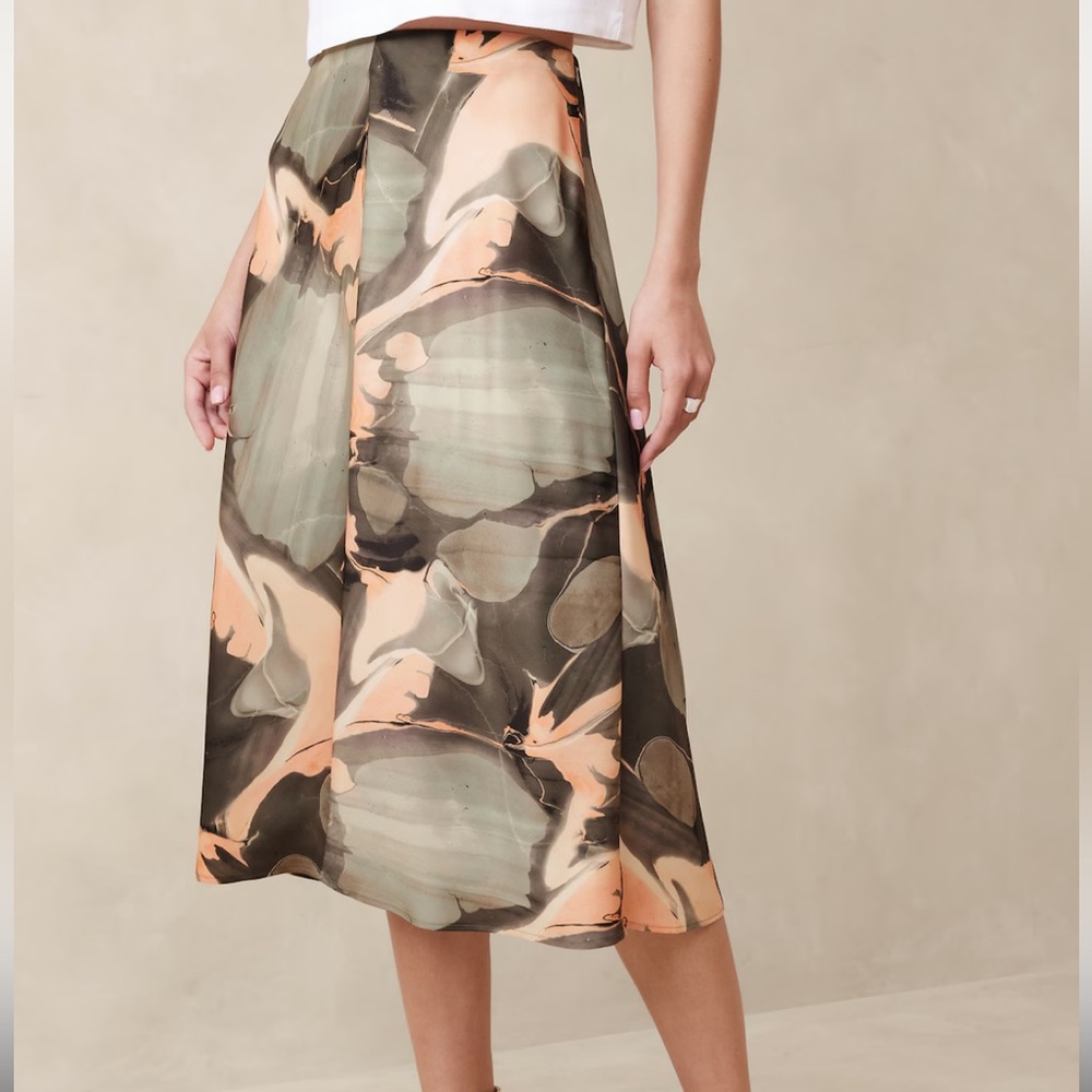 NW Banana Republic Pink Floral Midi Slip Skirt